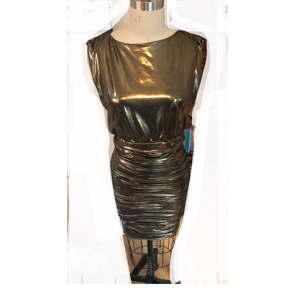Alice and Olivia Gold Lamé Dress